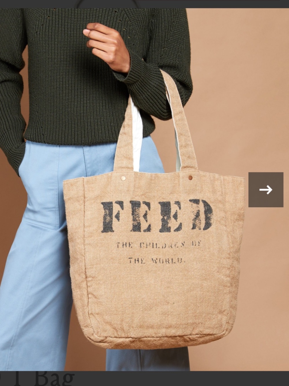 Feed Projects Reversible Burlap Market Tote